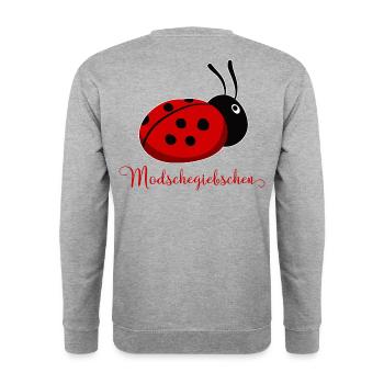 Modschegiebchen Marienkäfer Sächsisch Geschenkidee - Unisex Pullover - Weißgrau meliert - Hinten - Michal (187cm)