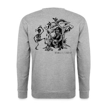 Music, skeletons and a pinch of apocalypse - Unisex Sweatshirt - salt & pepper - Back - Michal (187cm)