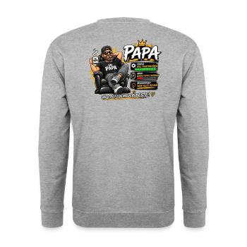 Papa -Lustiges Geschenk- - Unisex Pullover - Weißgrau meliert - Hinten - Michal (187cm)
