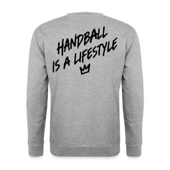 Handball - Unisex Pullover - Weißgrau meliert - Hinten - Michal (187cm)