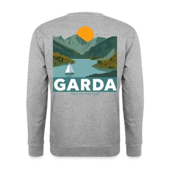 Garda Italy Alpine Lake - Unisex Pullover - Weißgrau meliert - Hinten - Michal (187cm)
