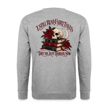 I Still Read Fairytales - Unisex Pullover - Weißgrau meliert - Hinten - Michal (187cm)