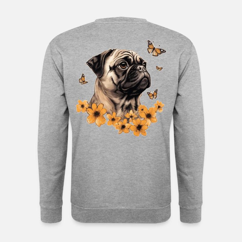 Mops - Unisex Pullover - Weißgrau meliert