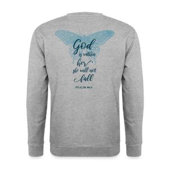 Bible verse Christian religious motif - Unisex Sweatshirt - salt & pepper - Back - Michal (187cm)