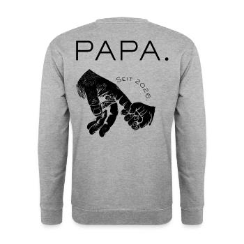 PAPA. Seit 2025 - Unisex Pullover - Weißgrau meliert - Hinten - Michal (187cm)