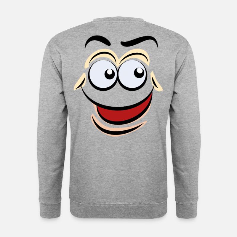 Cartoon-Gesichter - Unisex Pullover - Weißgrau meliert