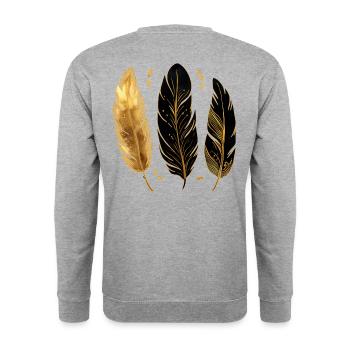 Golden Feathers - Unisex Sweatshirt - salt & pepper - Back - Michal (187cm)