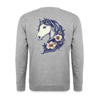 Süßes Pferd - Unisex Pullover - Weißgrau meliert - Hinten - Michal (187cm)