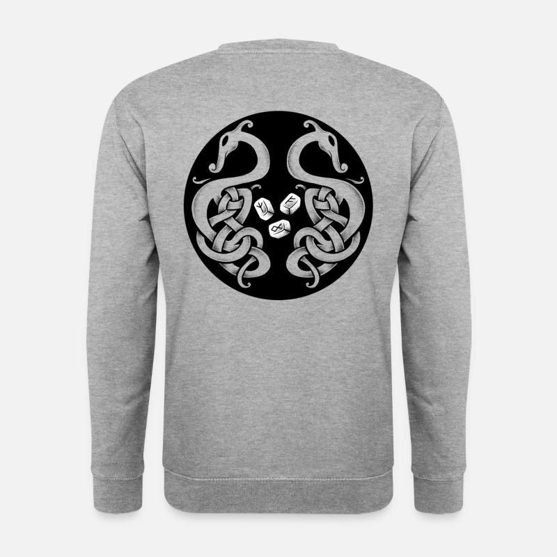 Symbol und Wikinger-Runen - Unisex Pullover - Weißgrau meliert