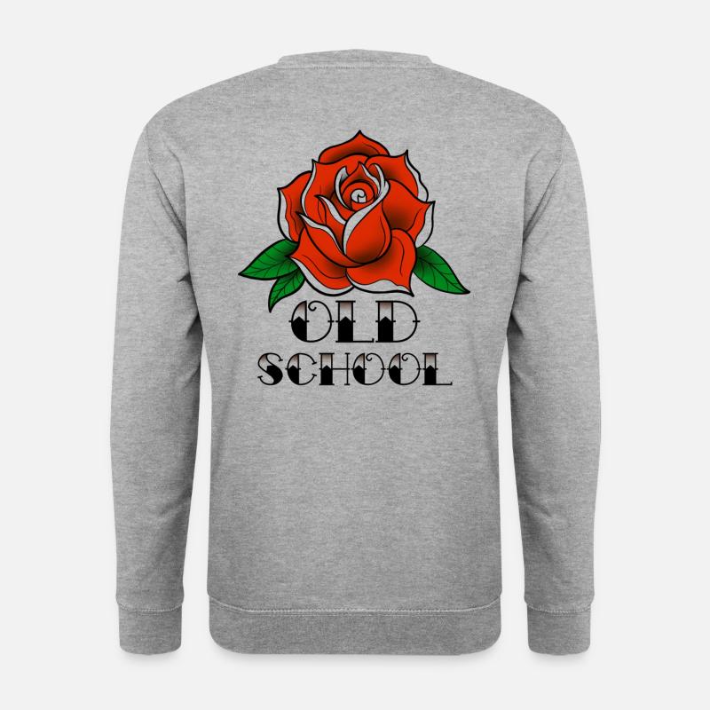 Rose old school - Unisex Pullover - Weißgrau meliert