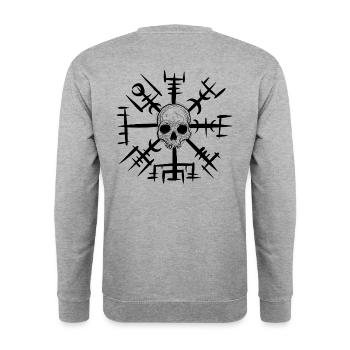 Skull viking vegvisir sketch - Sweat-shirt Unisexe - gris chiné - Dos - Michal (187cm)