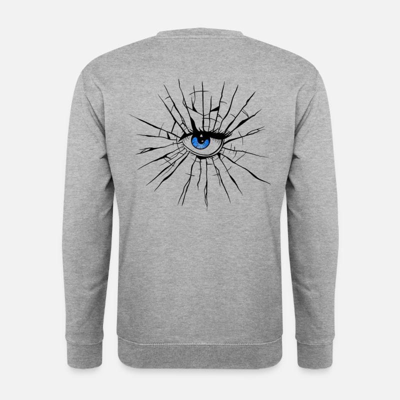 Blaues Auge Glaseffekt zerbrochen - Unisex Pullover - Weißgrau meliert