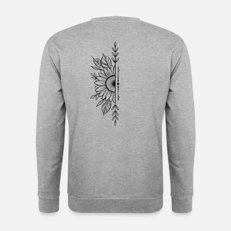 Dotwork sunflower flower - Unisex Sweatshirt - salt & pepper