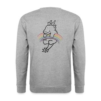Cute rainbow kawaii dragon - Unisex Sweatshirt - salt & pepper - Back - Michal (187cm)