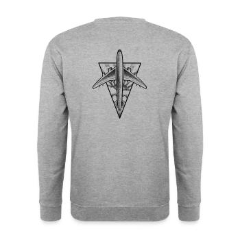 Avion projet dotwork tattoo - Sweat-shirt Unisexe - gris chiné - Dos - Michal (187cm)