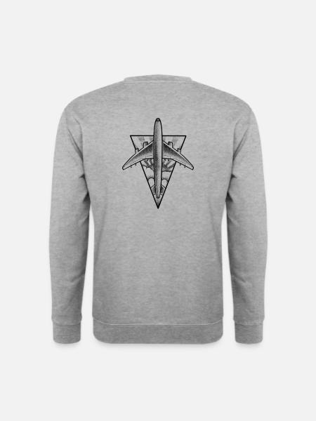 Flugzeug Dotwork Tattoo Projekt - Unisex Pullover - Weißgrau meliert