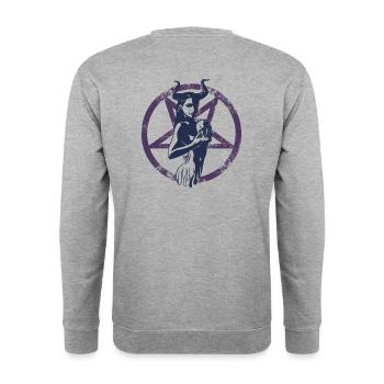 Pentagramm Schädel - Unisex Pullover - Weißgrau meliert - Hinten - Michal (187cm)