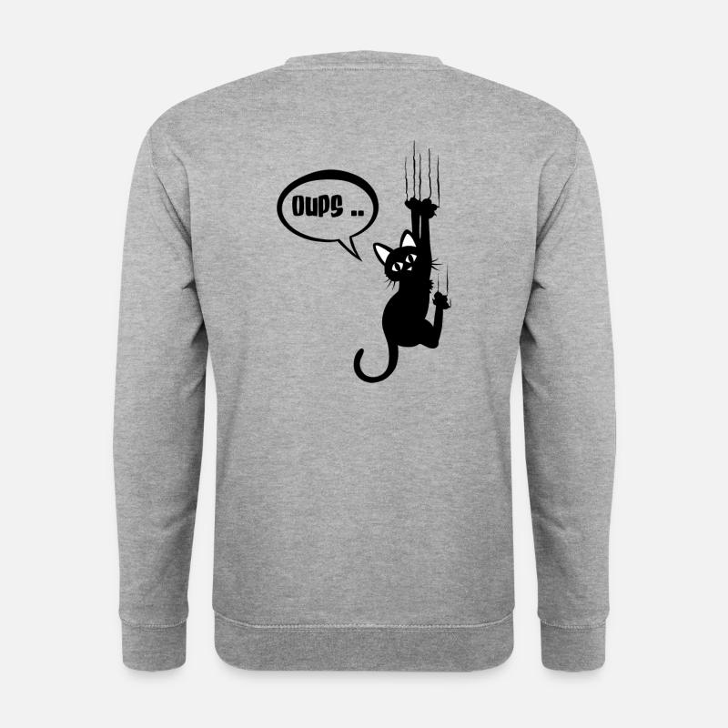 Hoppla.. schwarze Katze betises - Unisex Pullover - Weißgrau meliert