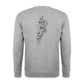 Löwin skizzenhaft - Unisex Pullover - Weißgrau meliert - Hinten - Michal (187cm)