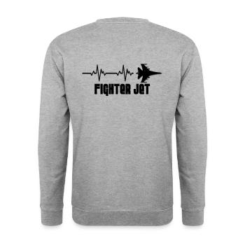 Avion de chasse heartbeat - Sweat-shirt Unisexe - gris chiné - Dos - Michal (187cm)