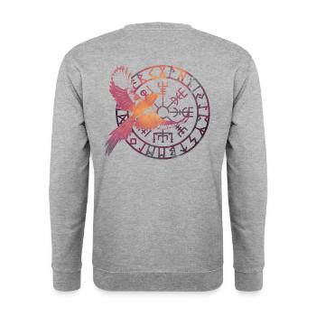 Corbeau de dieu Nordique fond Vegvisir - Sweat-shirt Unisexe - gris chiné - Dos - Michal (187cm)