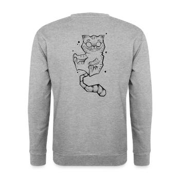Cat Alice Skizzenkunst - Unisex Pullover - Weißgrau meliert - Hinten - Michal (187cm)