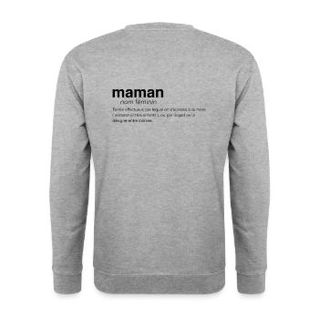 Maman définition - Sweat-shirt Unisexe - gris chiné - Dos - Michal (187cm)