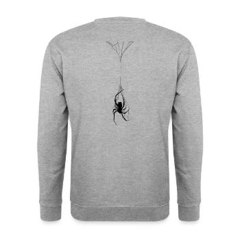 Lustige Geschenkspinne - Unisex Pullover - Weißgrau meliert - Hinten - Michal (187cm)
