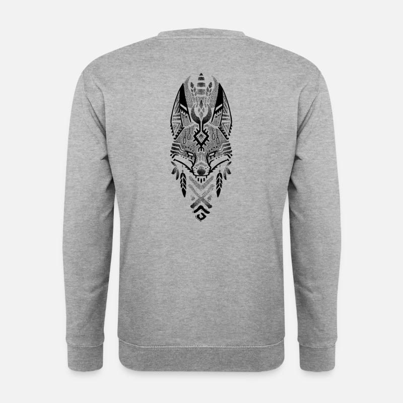 Schwarzer Drowork-Stammesfuchs - Unisex Pullover - Weißgrau meliert