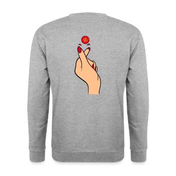 Clack de doigts - Okzitanien - Unisex Pullover - Weißgrau meliert - Hinten - Michal (187cm)