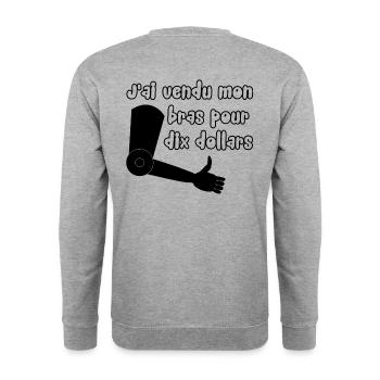 J'ai vendu mon bras ... - Sweat-shirt Unisexe - gris chiné - Dos - Michal (187cm)