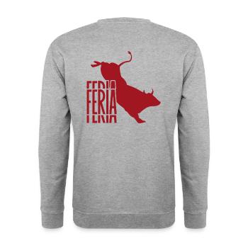 Feria - Logo couleur rouge / blanc & taureau - Sweat-shirt Unisexe - gris chiné - Dos - Michal (187cm)