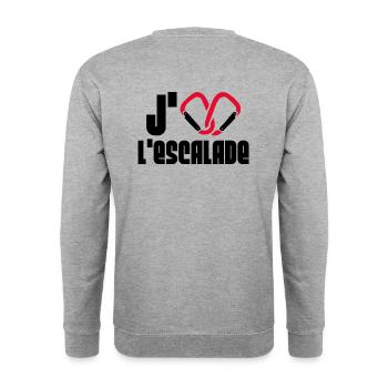 J'aime l'escalade - Sweat-shirt Unisexe - gris chiné - Dos - Michal (187cm)