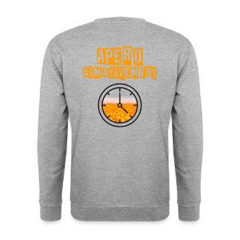 Apéro ximativement - Sweat-shirt Unisexe - gris chiné - Dos - Michal (187cm)