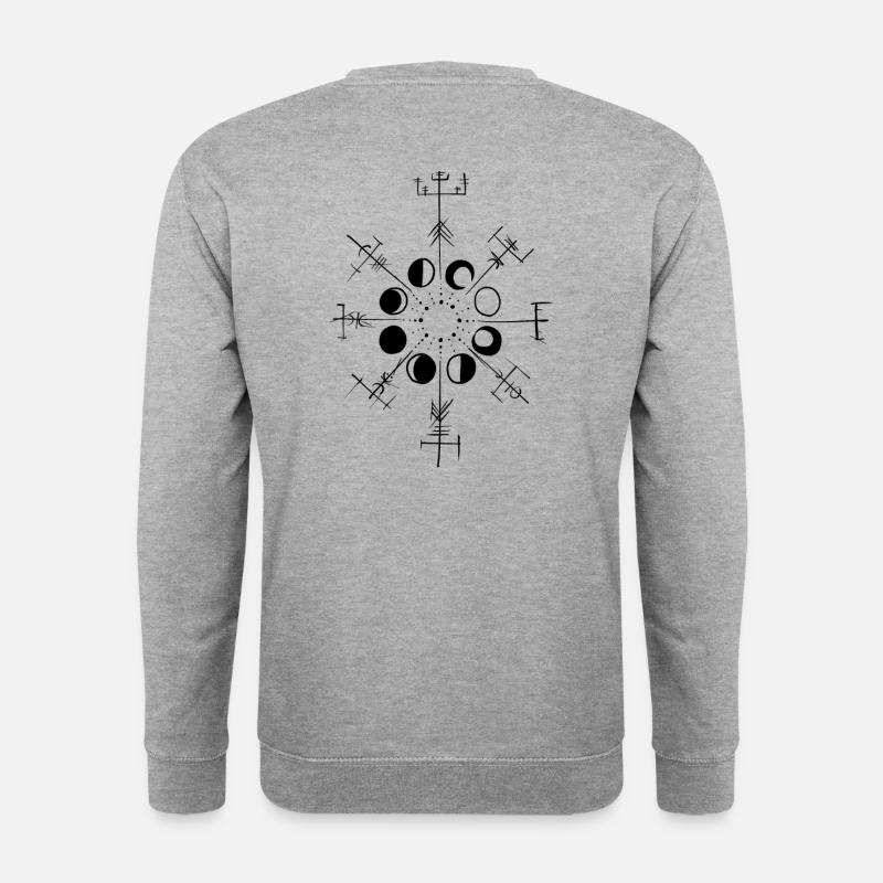 Boussole Vikings sketch et evolution soleil/lune - Sweat-shirt Unisexe - gris chiné
