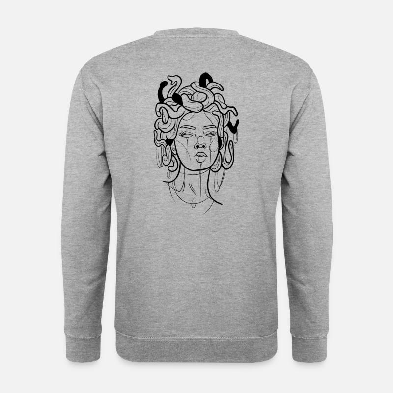 Medusa Zeichnungslinie Kunst - Unisex Pullover - Weißgrau meliert