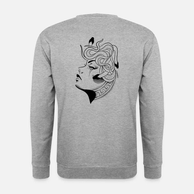 Medusa-Dotwork - Unisex Pullover - Weißgrau meliert