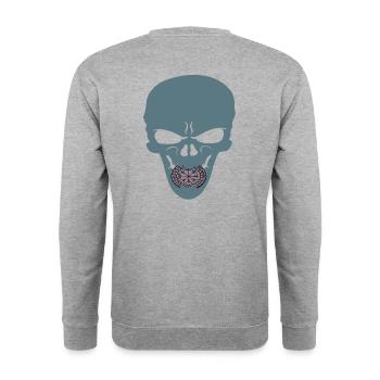 Totenkopf Wikinger vegvisir Logo - Unisex Pullover - Weißgrau meliert - Hinten - Michal (187cm)