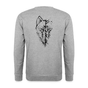 Wolf Fenrir Wikinger Müllfuthark Rune - Unisex Pullover - Weißgrau meliert - Hinten - Michal (187cm)
