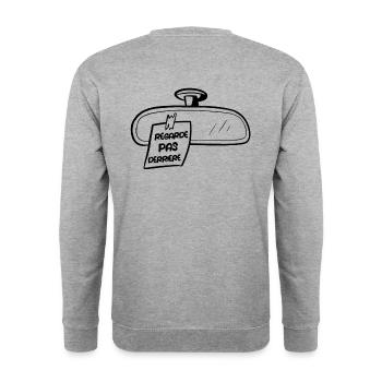 Ne regarde pas derrière - Sweat-shirt Unisexe - gris chiné - Dos - Michal (187cm)