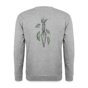 Arme Kunai manga sketchy & floral composition - Sweat-shirt Unisexe - gris chiné - Dos - Michal (187cm)