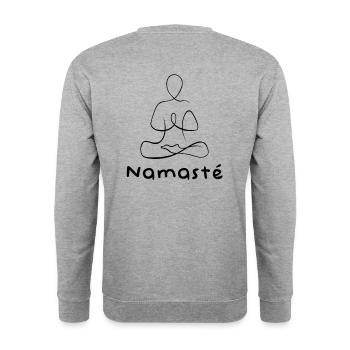 Namasté - Design yoga zen line - Sweat-shirt Unisexe - gris chiné - Dos - Michal (187cm)