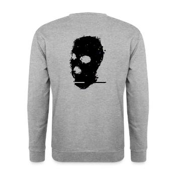 Hood Gangster Glitch-Effekt - Unisex Pullover - Weißgrau meliert - Hinten - Michal (187cm)