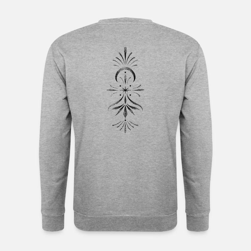 Vertikales Dotwork-Mandala - Unisex Pullover - Weißgrau meliert