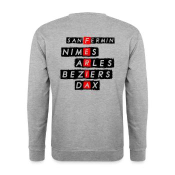 FERIA style mots croisés - Sweat-shirt Unisexe - gris chiné - Dos - Michal (187cm)