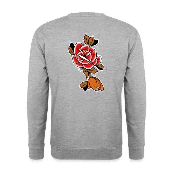 Traditional old-school design pink flower - Unisex Sweatshirt - salt & pepper - Back - Michal (187cm)