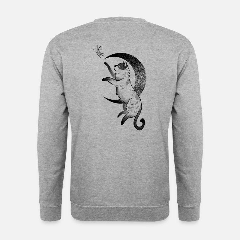 Chat chasseur en dotwork - Sweat-shirt Unisexe - gris chiné