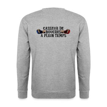 Vollzeit-Mundbrecher MMA Fighters - Unisex Pullover - Weißgrau meliert - Hinten - Michal (187cm)