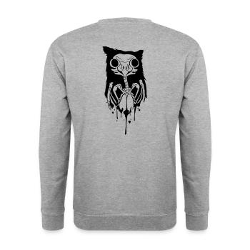 Eulenskelett Halloween Kunst - Unisex Pullover - Weißgrau meliert - Hinten - Michal (187cm)