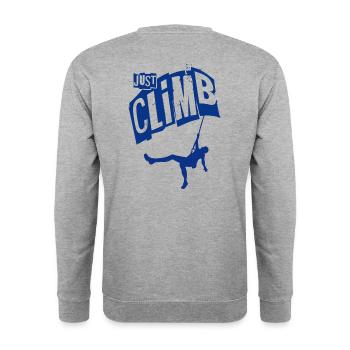 Einfach klettern - Geschenk für Kletterer - Unisex Pullover - Weißgrau meliert - Hinten - Michal (187cm)